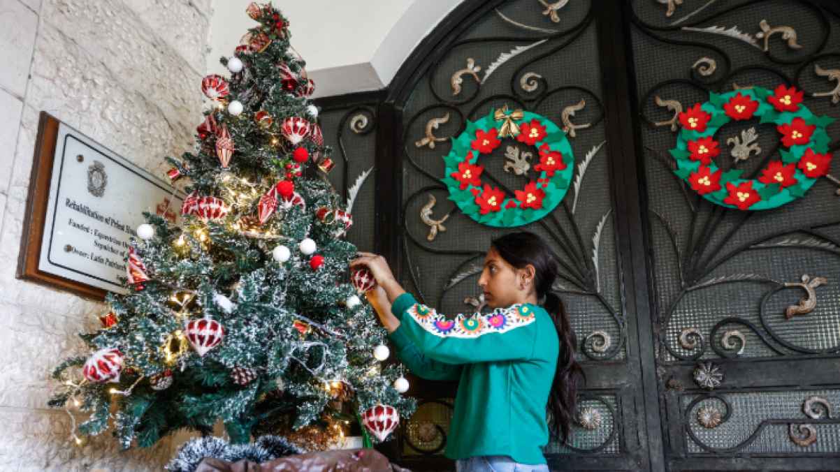 The Christmas Tree in Gaza.. Wishes Hanging on the Branches of Hope