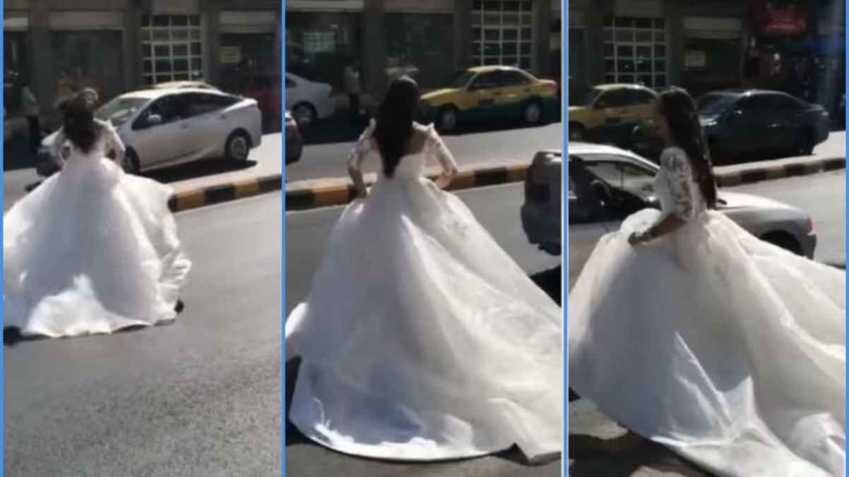 عروس "تركض هاربة" بفستان الزفاف في شوارع عمّان (فيديو).. ما قصتها؟